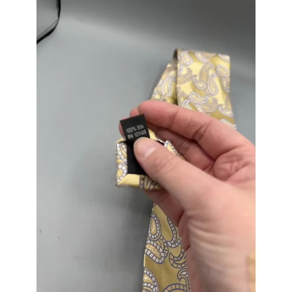 Michael Kors Yellow Paisley Silk Tie Designer Necktie Classic Men’s